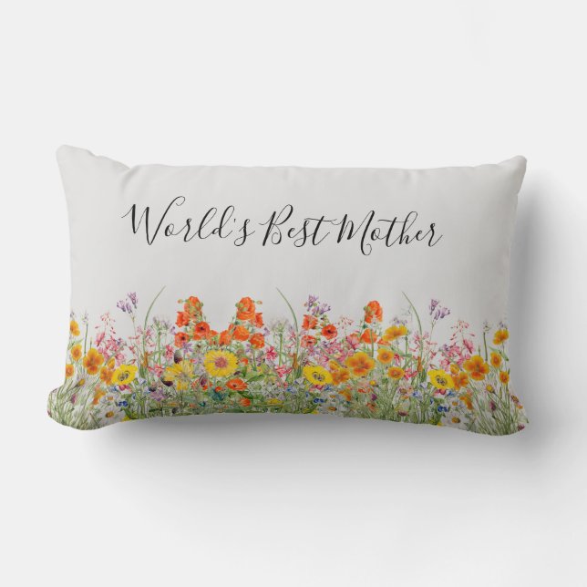 Floral Moederdag Throw Lumbar Pillow Kussen (Voorkant)