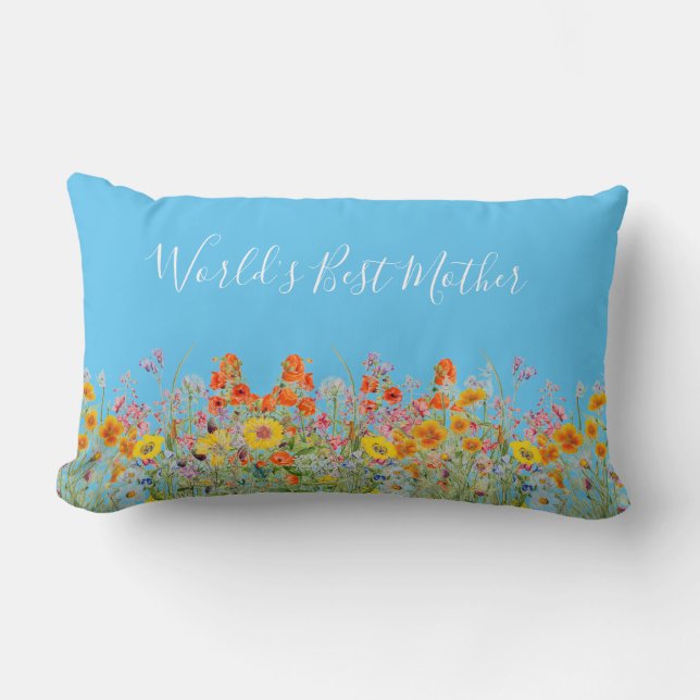 Floral Moederdag Throw Lumbar Pillow Kussen (Voorkant)