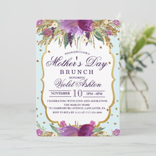 Floral Moederdag Uitnodiging (Staand voorkant)