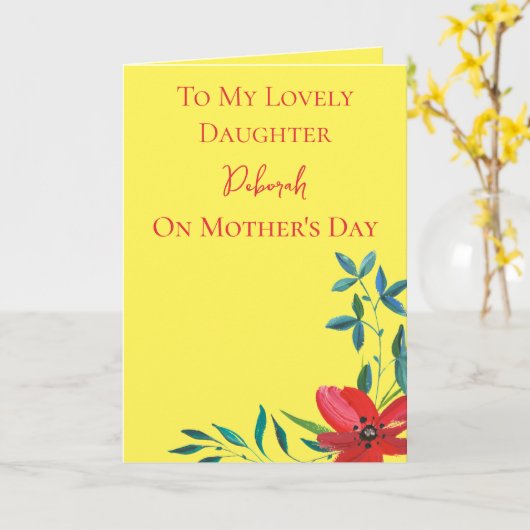 Floral Moederdag voor Dochter Kaart (Gele Bloem)