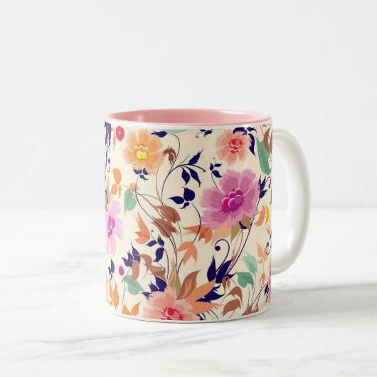 Floral-Mok Tweekleurige Koffiemok (Voorkant rechts)