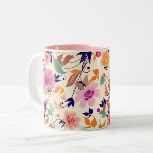 Floral-Mok Tweekleurige Koffiemok (Voorkant links)