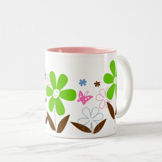 Floral-Mok Tweekleurige Koffiemok (Voorkant rechts)