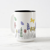 Floral Mok Wildflower Butterfly Coffee Mok Spring (Voorkant links)