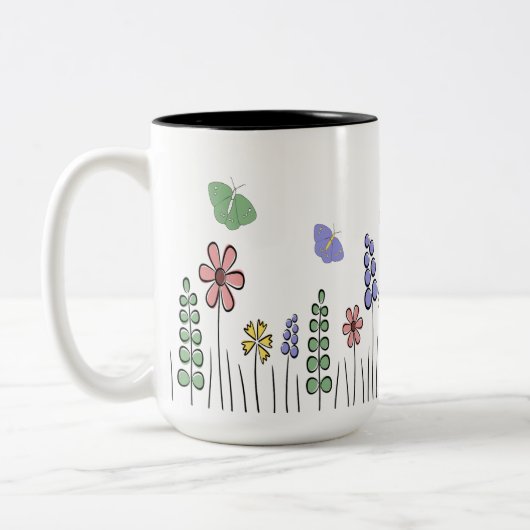 Floral Mok Wildflower Butterfly Coffee Mok Spring (Links)