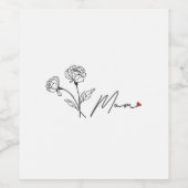 Floral Mom Line Art – Moederdag cadeau Wijn Etiket (Enkel label)