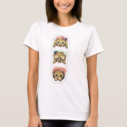 Floral Monkey Emojis T-shirt (Voorkant)