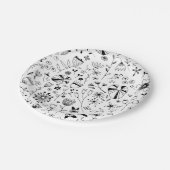 Floral Monochrome Line Art Papieren Bordje (Gekanteld)