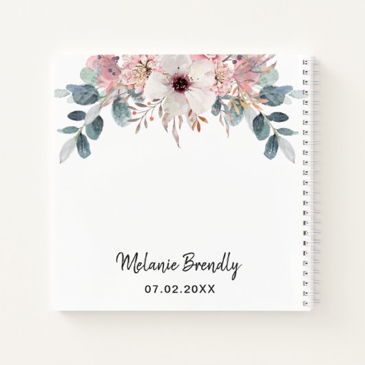 Floral Monogram 21e Verjaardagsfeestje Gastenboek Notitieboek (Achterkant)