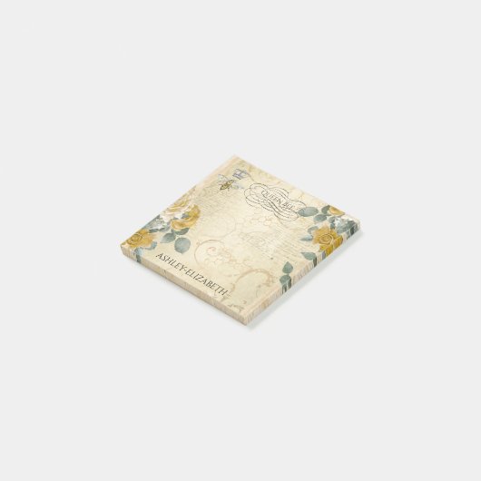 Floral monogram 3x3 Roos Post-it® Notes (Schuin)