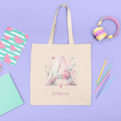 Floral Monogram A Canvas tas