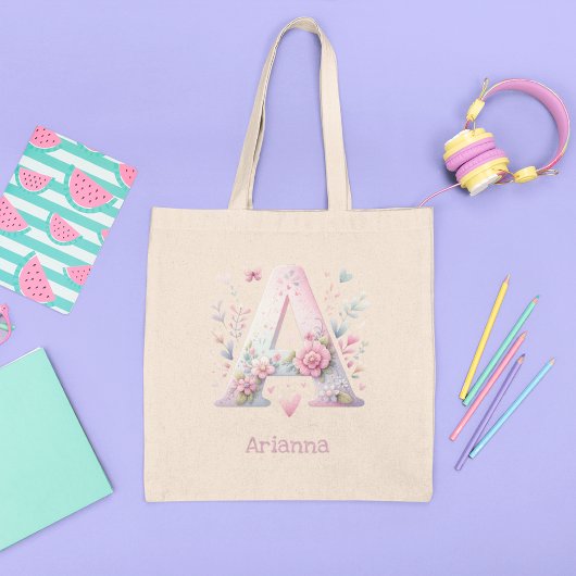 Floral Monogram A Canvas tas