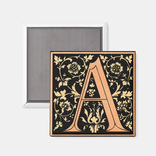  Floral Monogram "A" - Magnet (Voorkant / Achterkant)