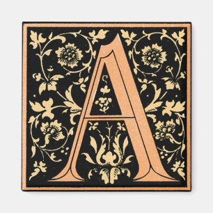  Floral Monogram "A" - Magnet