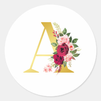 Floral Monogram "A" Ronde Sticker