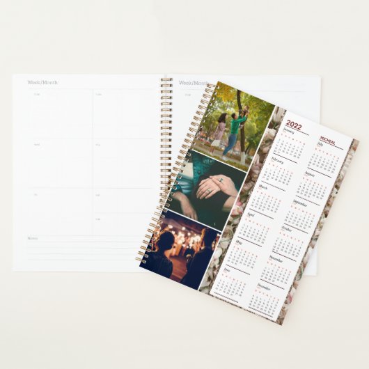 Floral Monogram aangepast 3 foto's kalender tijdsc Planner (Display)