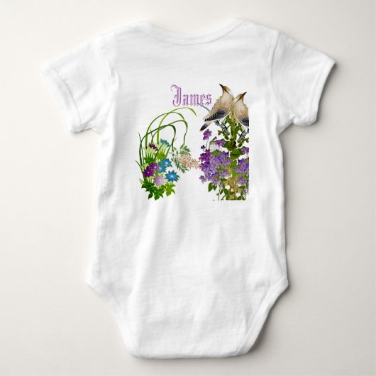 Floral monogram aangepast aan de Waterverf Funky B Romper (Achterkant)