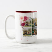 Floral Monogram Aangepast Foto Collage mam cadeau Tweekleurige Koffiemok (Links)