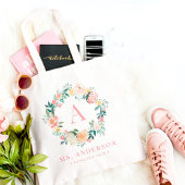 Floral Monogram Aangepaste Canvas tas