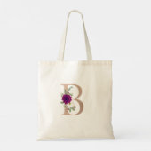 Floral Monogram Aangepaste naam-letter B Tote Bag (Achterkant)