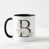 Floral Monogram B Mug – Elegant Letter B with Soft Mok (Links)