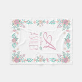 Floral Monogram Baby Girl Fleece Blanket Deken (Voorkant (Horizontaal))
