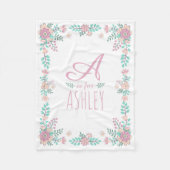 Floral Monogram Baby Girl Fleece Blanket Deken (Voorkant)