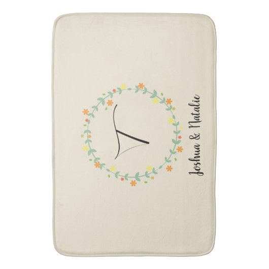 Floral Monogram Badmat (Voorkant Verticaal)