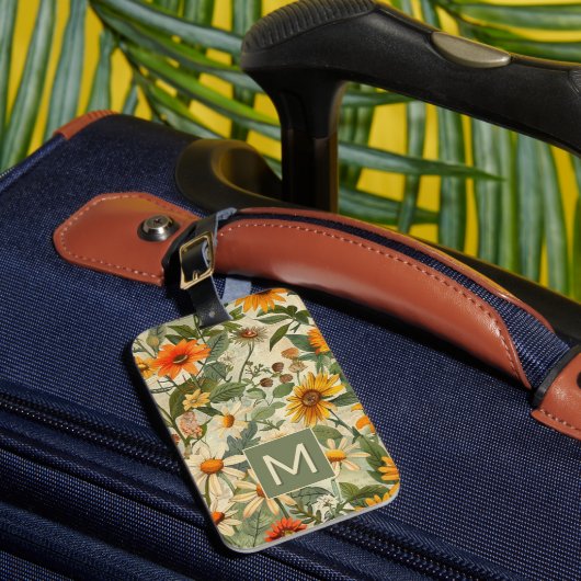 Floral monogram Bagagelabel (Voorkant Insitu 1)