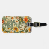 Floral  monogram Bagagelabel (Voorkant horizontaal)