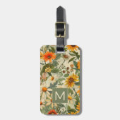 Floral  monogram Bagagelabel (Voorkant verticaal)