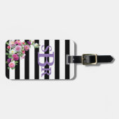 Floral Monogram Bagagelabel (Voorkant horizontaal)