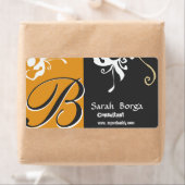 Floral Monogram Big Daylily Zwart Goud Etiket (Insitu)