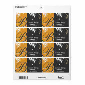 Floral Monogram Big Daylily Zwart Goud Etiket (Full Sheet)