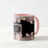Floral Monogram Black Mok (Voorkant rechts)