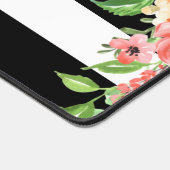 Floral Monogram Black White Striped Custom Bureaumat (Hoek)