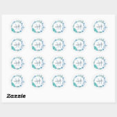 Floral Monogram Blue Spring Ronde Sticker (Vel)