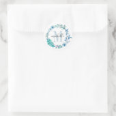 Floral Monogram Blue Spring Ronde Sticker (Tas)