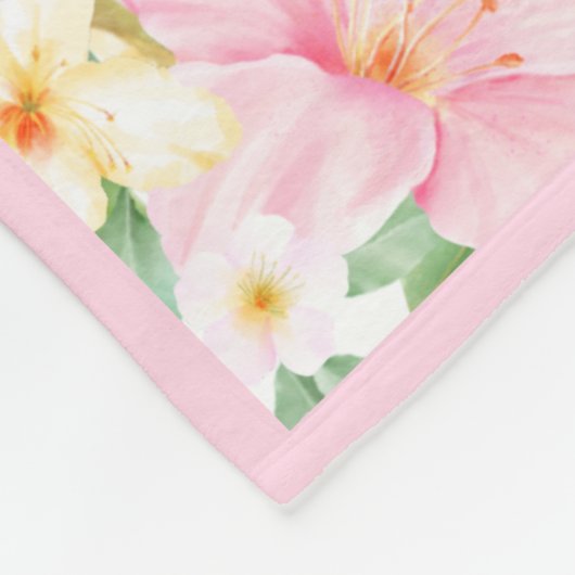 Floral Monogram Botanisch Blush Roze Baby Girl Fleece Deken (Hoek)