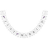 Floral Monogram Botanisch Script Paarse bruiloft Vlaggetjes (Alle)