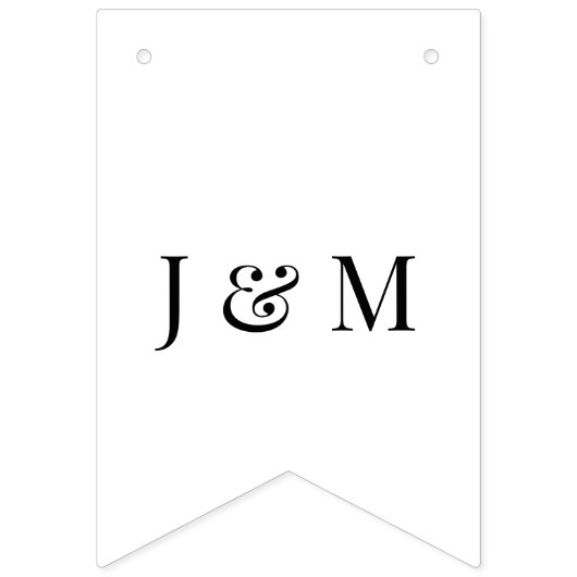 Floral Monogram Botanisch Script Paarse bruiloft Vlaggetjes (Eerste vlag)