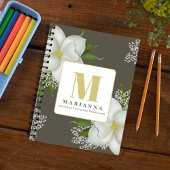 Floral Monogram Botanische Aangepaste Notitieboek