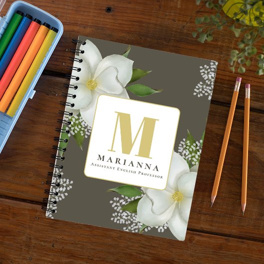 Floral Monogram Botanische Aangepaste Notitieboek