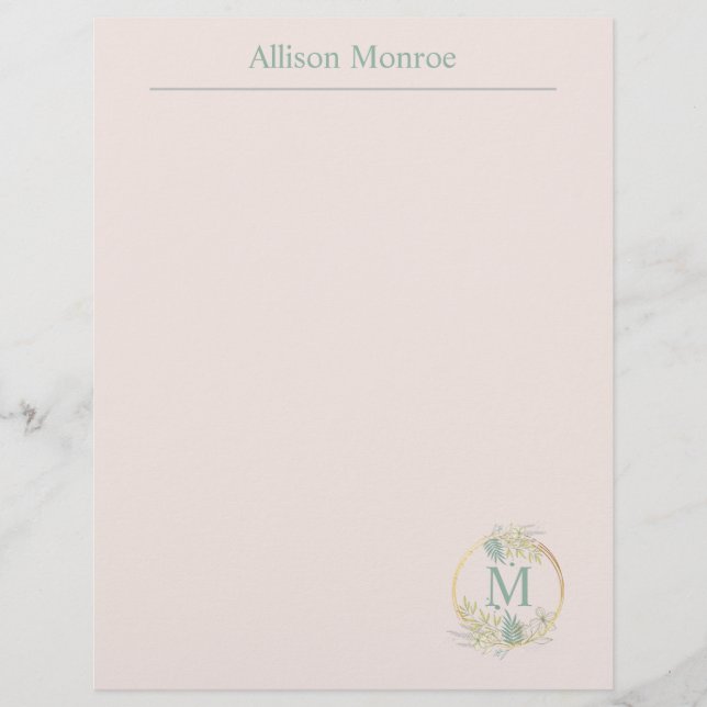 Floral Monogram Briefhoofd (Voorkant)