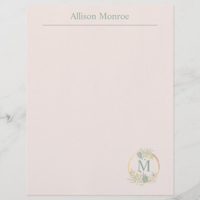 Floral Monogram Briefhoofd (Voorkant)