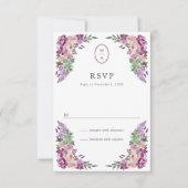 Floral Monogram bruiloft RSVP Kaartje (Voorkant)