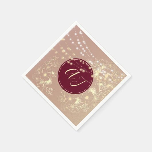 Floral Monogram bruiloft servetten (Hoek)