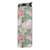 Floral Monogram Butterflies Elegant Custom Taupe Thermosbeker (Gedraaid links)