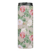 Floral Monogram Butterflies Elegant Custom Taupe Thermosbeker (Achterkant)