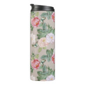 Floral Monogram Butterflies Elegant Custom Taupe Thermosbeker (Geroteerd rechts)